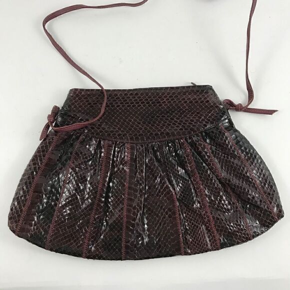 Dark Burgundy Snakeskin Vintage 80's Crossbody Bag - Picture 2 of 4